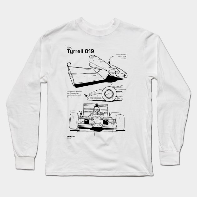 Tyrrell 019 technical illustration Long Sleeve T-Shirt by Camille De Bastiani